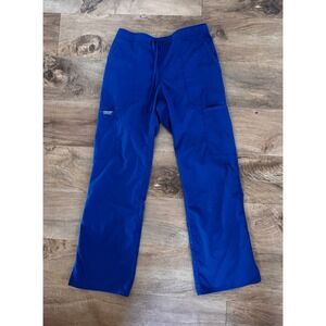 Cherokee Workwear WW120 Women Blue Scrub Pants Small Petite Cargo Drawstring